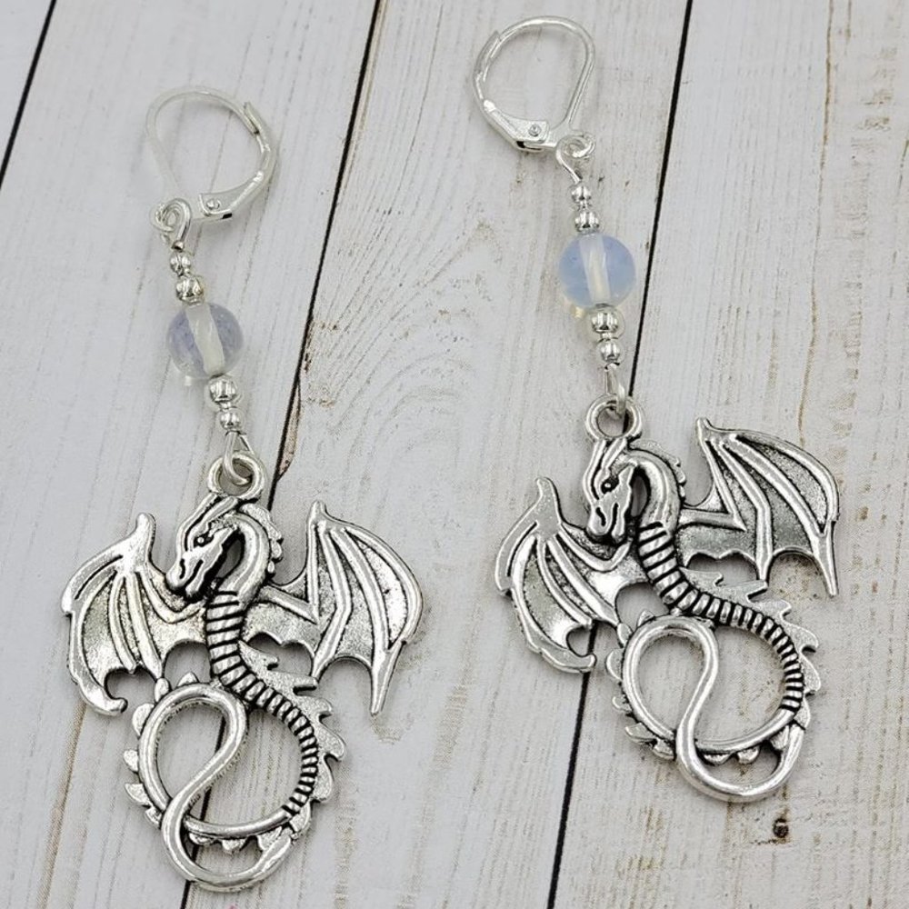 Dragon Opalite Dangle Earrings|Crystal Gemstone